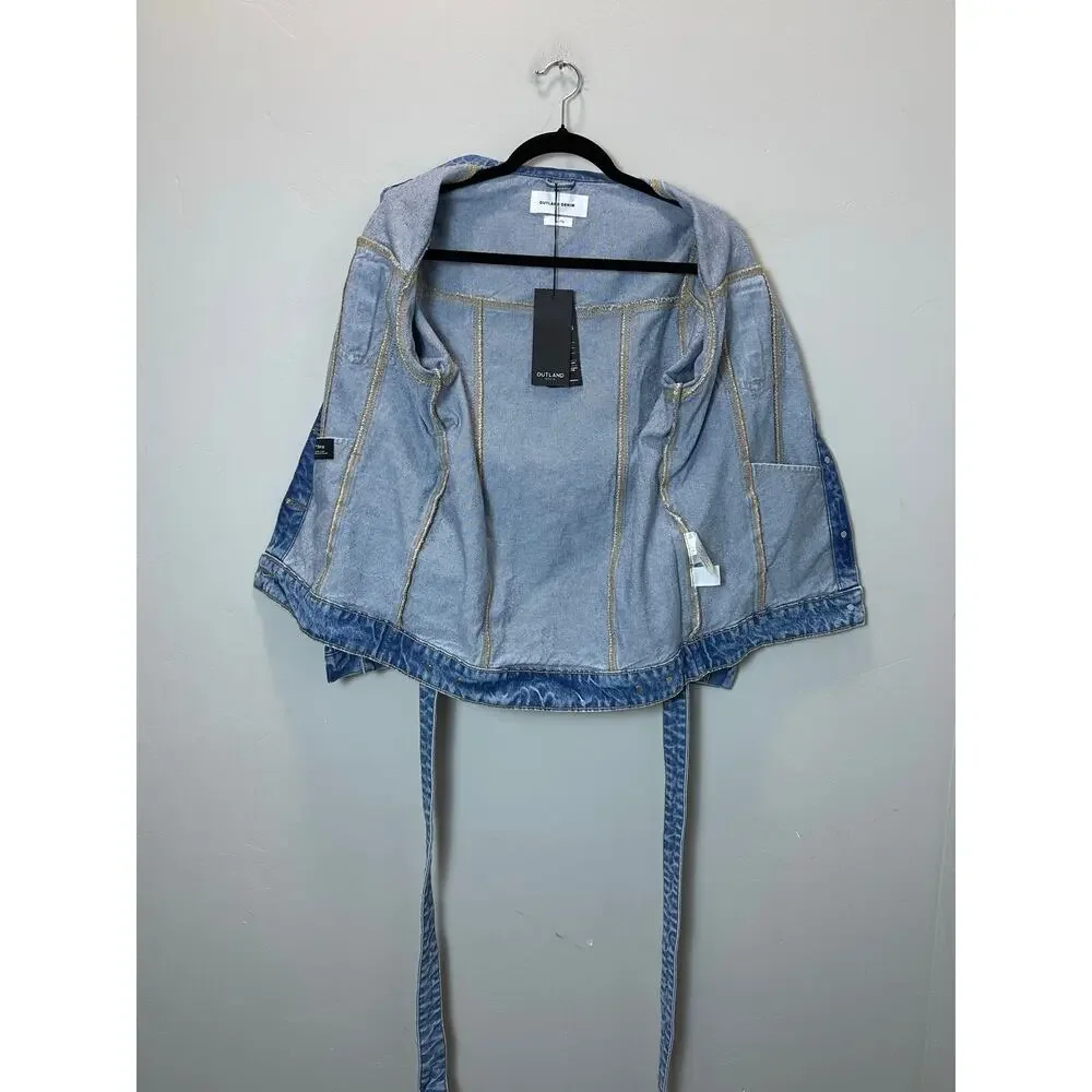 Outland Denim NWT Girls The Ava Organic Cotton Oversized Belted Jean Jacket XL